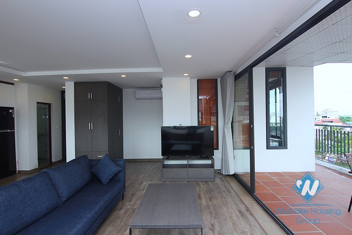 Lake view 1 bedroom apartment with huge balcony for rent in Au Co, Tay Ho